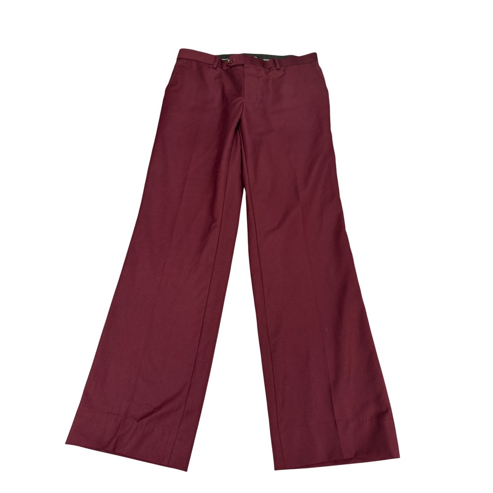 Giorgio Fiorelli Mens Burgundy Flat Front Dress Pants 40/34 G47815 Super Fine